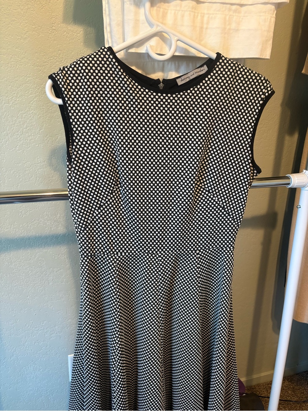 Black and White Polka Dot Sleeveless Fit-and-Flare Dress